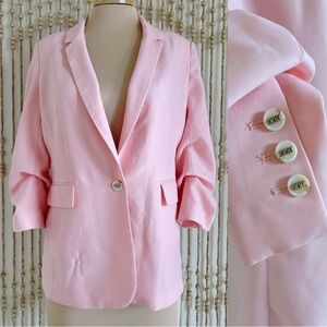DKNY Soft Light Pink 3/4 Sleeve Feminine Work Wear Coquette Girly Office Blazer